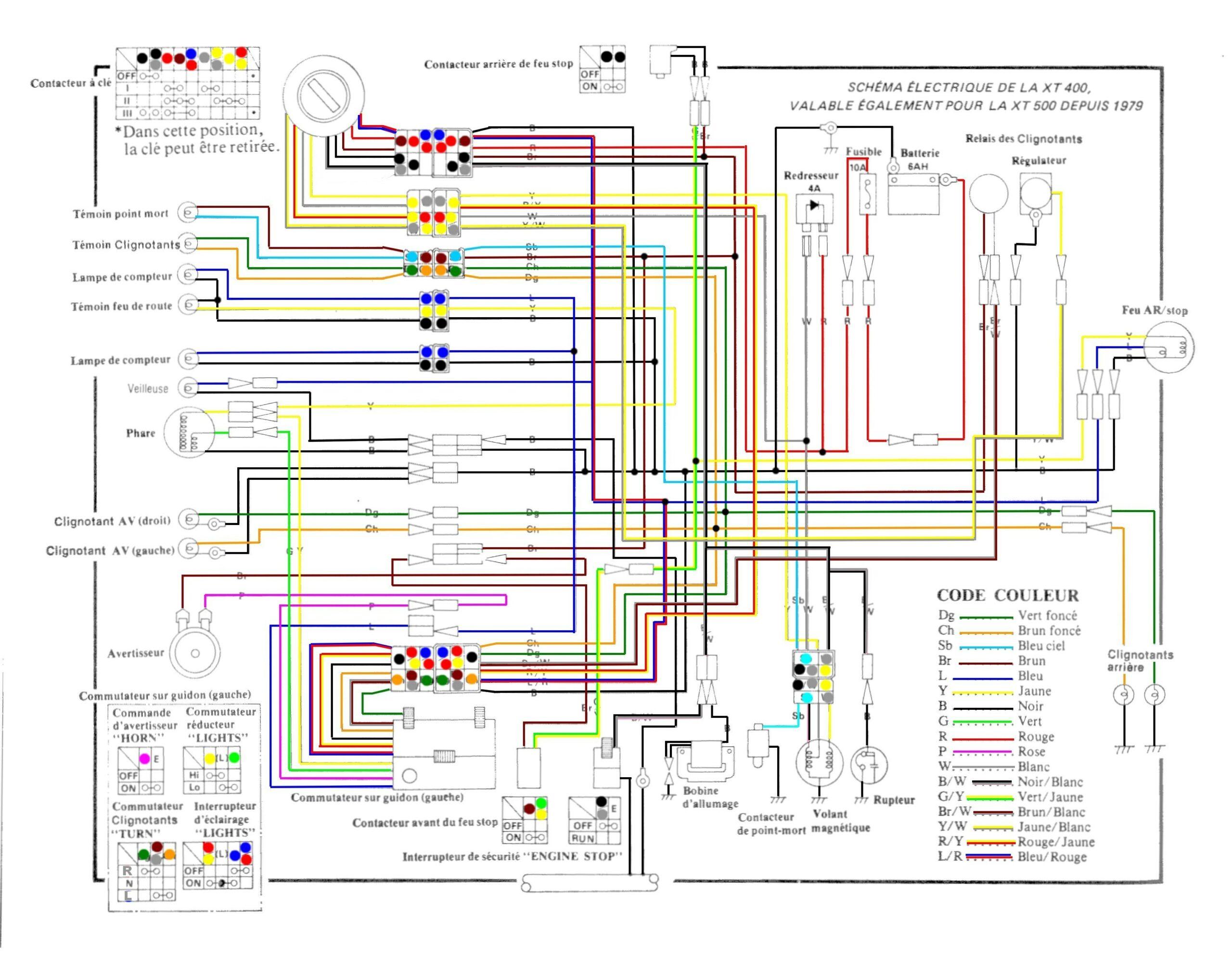 XT500 wiring diagram 6V models after 1979